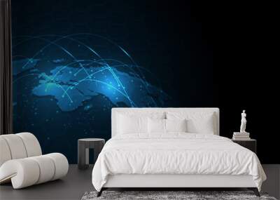 Global network connection World map abstract technology background global business innovation concept Wall mural