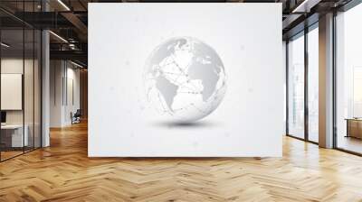 Global network connection World map abstract technology background global business innovation concept
 Wall mural