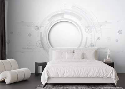 Grey white Abstract technology background with various technology elements Wall mural