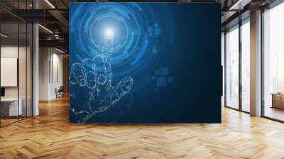 Hand touch selection,touch the future abstract technology innovation concept Wall mural