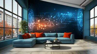 Money transfer, money transaction, global currency network, stock exchange business concept Wall mural