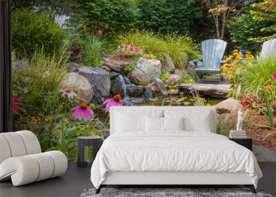 Landscape architecture with water features for summer garden Wall mural