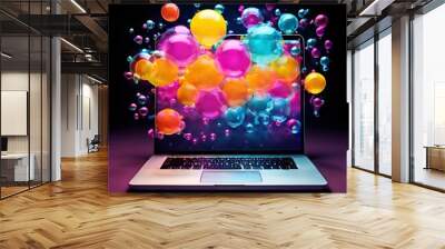 a-laptop-with-multiple-colorful-message-bubbles Wall mural