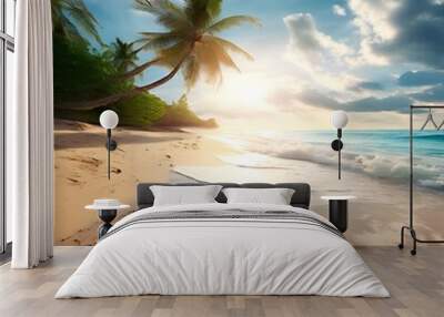 beach with palm trees Wall mural