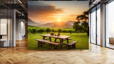 table at sunset Wall mural