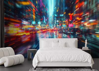 A blurry, colorful image showing the ideas of technology in the future. Wall mural