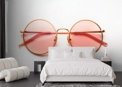 Fashionable, hip sunglasses with round frames. Latest collection, shown on a white background. Wall mural