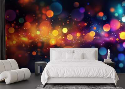 Pretty, colorful blobs of light create an interesting pattern on a dark background. Wall mural