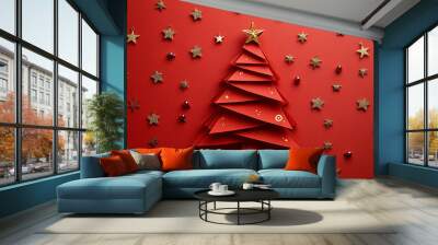 This card features a Christmas tree made by cutting out paper. It's a fun and easy craft project to make for the holidays. Wall mural