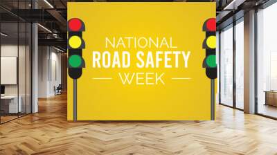 Vector illustration on the theme of National Road safety week observed each year during January.banner, Holiday, poster, card and background design. Wall mural