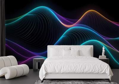 Abstract background with dynamic waves. 3d illustration.  Wall mural