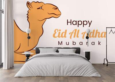 Illustration of a camel Eid Al Adha Mubarak banner background Wall mural