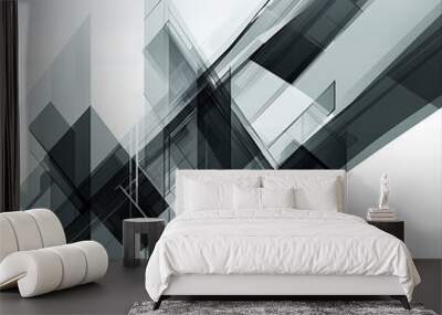 Abstract geometric design with intersecting lines and shapes. Wall mural