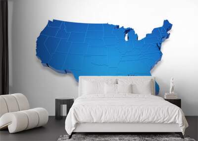 USA map blue 3d Bokeh Wall mural