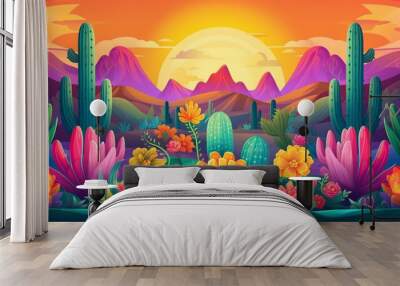 Flat design colorful mexican background theme Wall mural