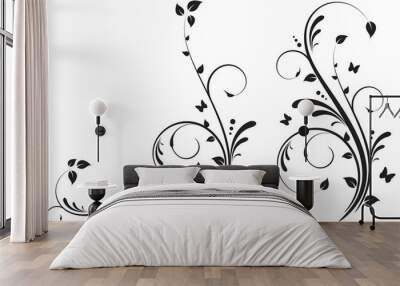 Floral Design with Butterflies Wall mural