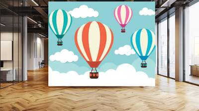 Hot Air Balloons and Clouds Wall mural