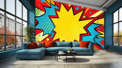 cartoon comic boom pop art, ai Wall mural