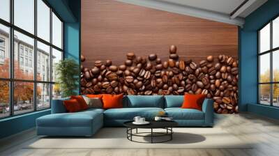 coffee beans caffeine brown texture, ai Wall mural