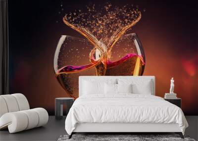 two champagne, heart Wall mural