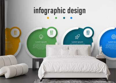 Presentation business infographic design elegant professional template with 4 step Premium Vector Wall mural