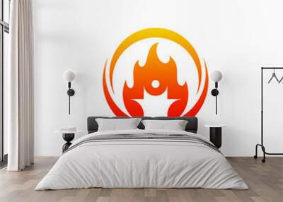 Fire Burning Logo Design, Vector Human Templates People, Circle Ring Symbols, Health Leader Styles  Wall mural