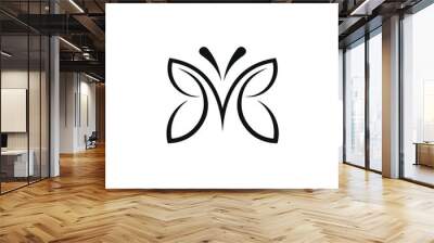 Initials M Butterfly and Leaves, Logo Design Inspiration Wall mural