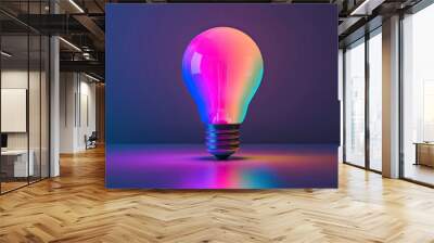 a colorful glowing idea bulb lamp, visualization of brainstorming and creative thinking Wall mural