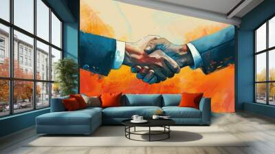 Handshake between two business partners Wall mural