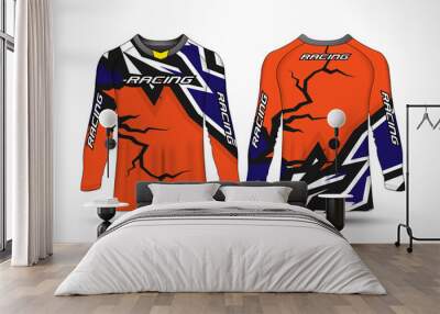 Long sleeve t-shirt sport motorcycle, motocross, mtb jersey Wall mural