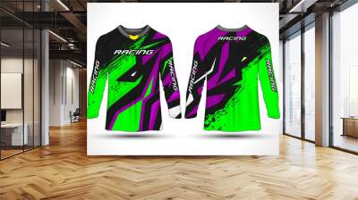 Long sleeve t-shirt sport motorcycle, motocross, mtb jersey Wall mural