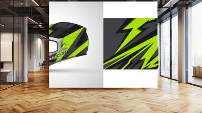 Racing helmet wrap decal and vinyl sticker design illustration. Wall mural