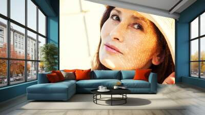 Portrait of a mature beautiful woman Wall mural