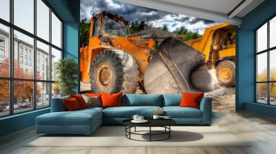 Bulldozer at construction yard Wall mural