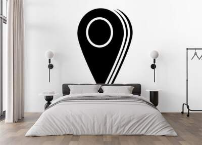 Map pin icons, black GPS icon, modern line pin, Vector modern pin Wall mural