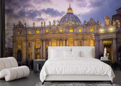 Violet sky above the St. Peter's Basilica in Vatican City, Rome, Italy
 Wall mural