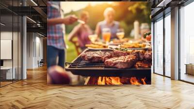 BBQ food party summer grilling meat in the afternoon of weekend happy party. Wall mural