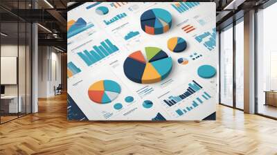 Business audit stock financial finance management on analysis data strategy with graph accounting marketing or report chart economy investment research profit concept.  Wall mural