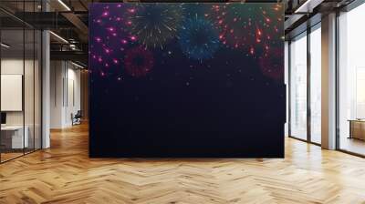 Bright Colorful Fireworks on night background Wall mural