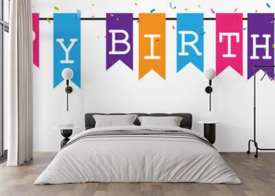 bunting flags banner with happy birthday letter Wall mural