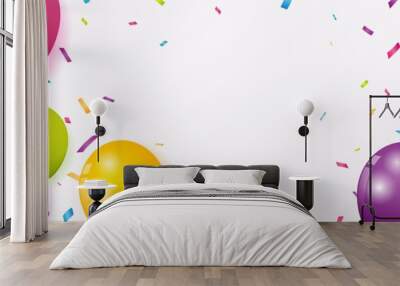 Celebration banner with colorful confetti and balloons Wall mural