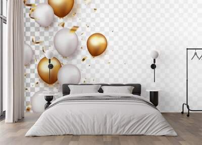 Celebration banner with gold confetti and balloons	 Wall mural