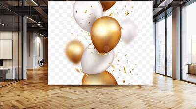 Celebration banner with gold confetti and balloons Wall mural