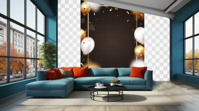 Celebration banner with gold confetti and balloons Wall mural