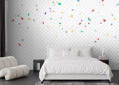 Colorful Confetti celebrations design isolated on transparent background Wall mural