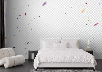 Colorful confetti on transparent background Wall mural