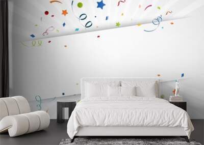 Colorful confetti on white background Wall mural