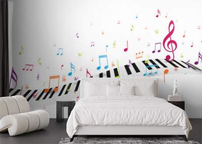 Colorful music notes background Wall mural