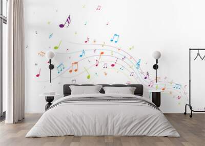 Colorful music notes background Wall mural