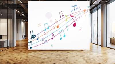 Colorful music notes background Wall mural